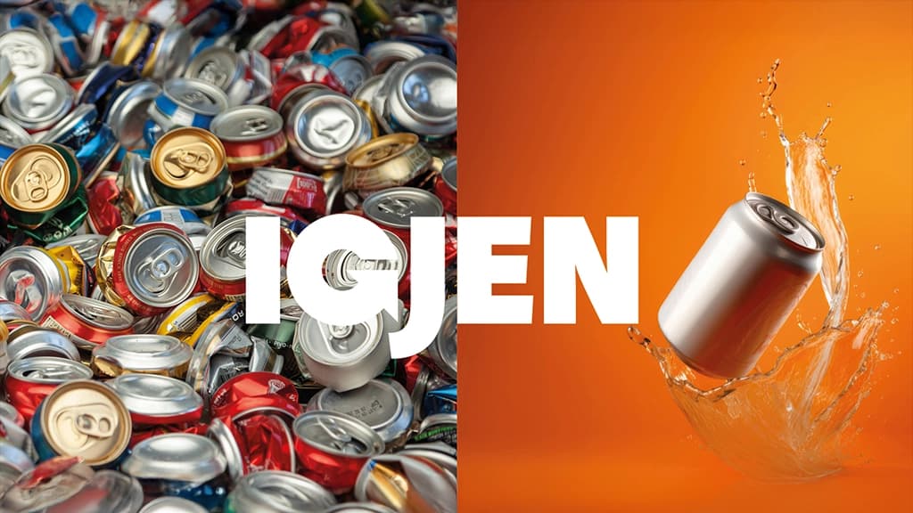 Aluminiumsbokser blir til nye bokser med teksten "igjen". Foto.